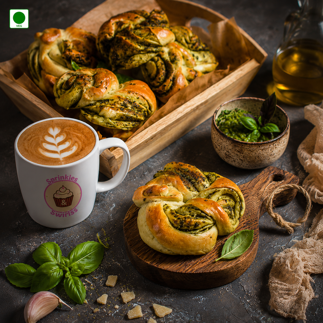 Pesto Braided Bun Rolls - Sprinklesnswirlss