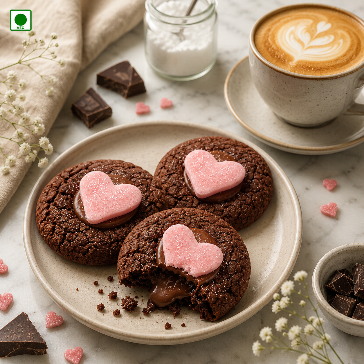 Molten Choco Heart Cookies - Sprinklesnswirlss